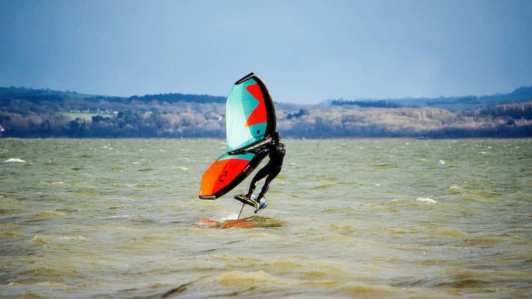 Man on foil board with foil wing